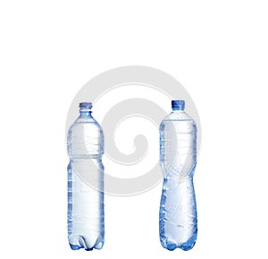 Soda water bottle with blank label. Isolated on white