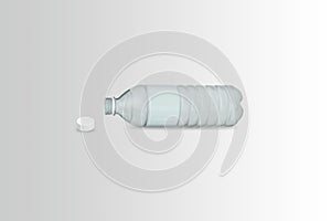Soda water bottle with blank label. Isolated on white background. open and close mineral water bottle mockup.