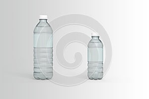 Soda water bottle with blank label. Isolated on white background. open and close mineral water bottle mockup.