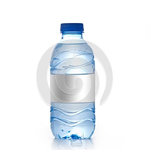 Soda water bottle with blank label. Isolated on white