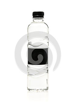 Soda water plastic bottle with blank label. Isolated on white