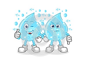 Soda water thumbs up and thumbs down. cartoon mascot vector