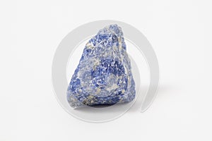 A single raw Sodalite ore on white background.