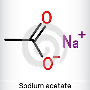 Sodium acetate molecule. It is food additive E262. Skeletal chemical formula photo