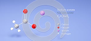 sodium acetate molecule, molecular structures, e262, 3d model, Structural Chemical Formula and Atoms with Color Coding photo