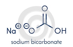 Sodium bicarbonate baking soda, chemical structure. Skeletal formula.