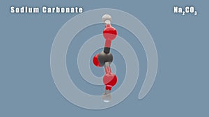 Sodium Carbonate of Na2CO3 3D Conformer animated render. Food additive E500. Alpha layer, seamless loop.