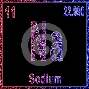 Sodium chemical element, Sign with atomic number and atomic weight
