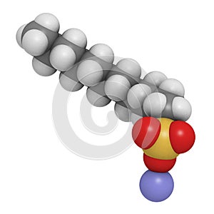 Sodium dodecyl sulfate (SDS) detergent molecule. Commonly used in soap