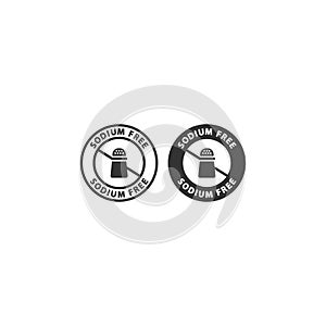 Sodium free  food ingredient circle label icon set.