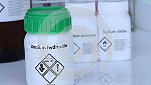 Sodium hydroxide in glass