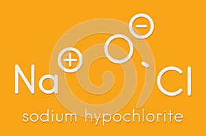 Sodium hypochlorite NaOCl molecule. Aqueous solution is known as liquid bleach. Skeletal formula.