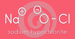 Sodium hypochlorite NaOCl molecule. Aqueous solution is known as liquid bleach. Skeletal formula.