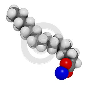 Sodium palmitate soap molecule. Prepared from palm oil by saponification