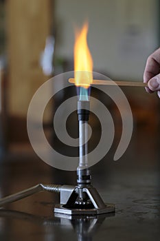 Sodium solution burning on a wooden splint