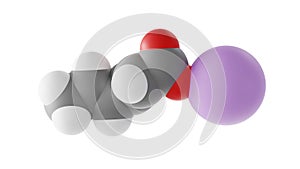 sodium sorbate molecule, food preservative e201, molecular structure, isolated 3d model van der Waals