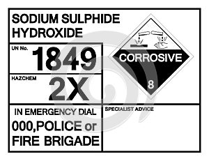 Sodium Sulphide Hydroxide UN1849 Symbol Sign, Vector Illustration, Isolate On White Background, Label .EPS10