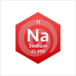 Sodium symbol. Chemical element of the periodic table. Vector stock illustration.