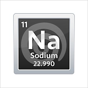 Sodium symbol. Chemical element of the periodic table. Vector stock illustration.