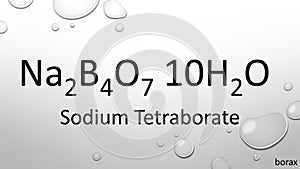 Sodium tetraborate formula on waterdrop background