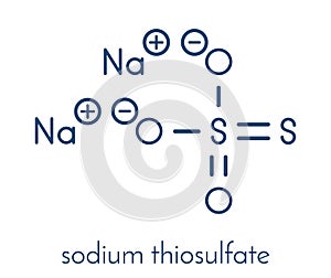 Sodium thiosulfate, chemical structure. Skeletal formula.