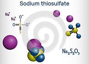 Sodium thiosulfate, sodium thiosulphate, Na2S2O3 molecule. It is used to treat cyanide poisoning, pityriasis versicolor, and to photo