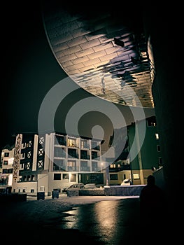 Soelden in Austria at night in winter