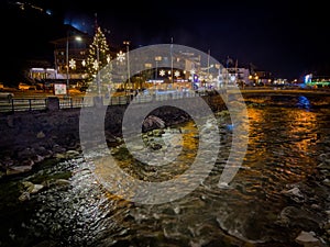 Soelden in Austria at night in winter