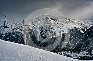 Soelden ski resort at an altitude of about 2500 meters