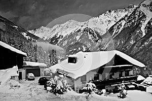 Soelden Ski Resort in Winter Evening