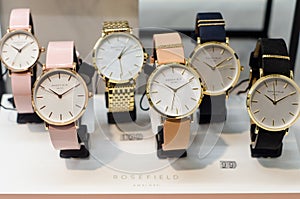 Soest, Germany - January 14, 2019:  ROSEFIELD watches in the shop window