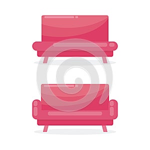 Sofa chair vector illustration with pink color,