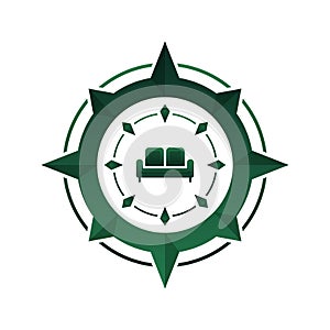 Sofa compass logo gradient design template icon