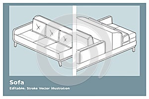 Sofa Editable stroke vector illustration