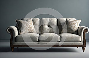 Sofa front view. 3D Rendering icon for interior floorplans. Concept model