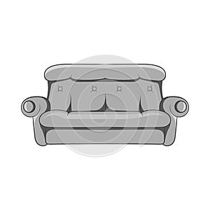 Sofa icon, black monochrome style