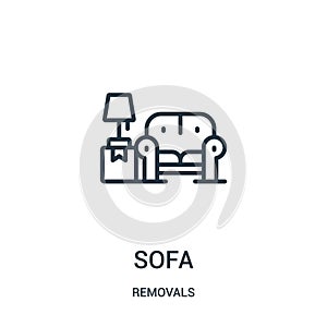 sofa icon vector from removals collection. Thin line sofa outline icon vector illustration. Linear symbol for use on web and