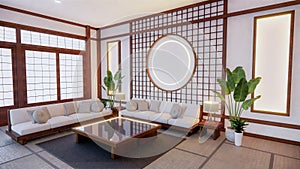 Sofa japanese style on room  japan and the white backdrop provides a window for editing.3D rendering