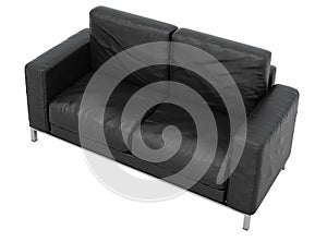 Sofa leather on white background with clipping path 3D illustration. 3D rendering illustrations