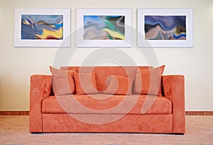 Sofa and pictures photo