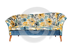 Sofa 2 seater bright antique retro bright pattern material photo