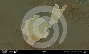 Sofia highlighted, Bulgaria. Physical