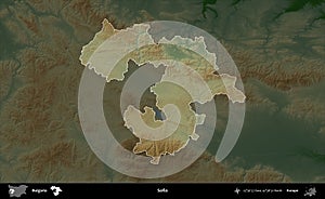 Sofia highlighted, Bulgaria. Physical