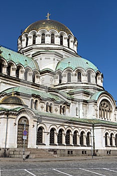 Amazing view of Cathedral Saint Alexander Nevski in Sofia, Bulgaria