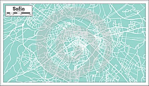 Sofia Bulgaria City Map in Retro Style. Outline Map.