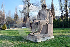 Sofia / Bulgaria - November 2017: A Soviet-era sculpted figure of Vladimir Lenin in front of the museum of socialist arts