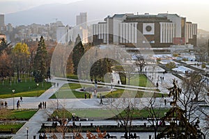 Sofia / Bulgaria - November 2017: Balcony view of the National palace of culture NDK, the largest, multifunctional conference