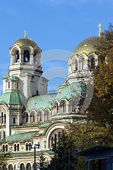 Golden Domes of Cathedral Saint Alexander Nevski in Sofia, Bulgaria