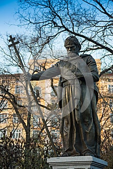 SOFIA, BULGARIA - NOVEMBER 22, 2017: statue of Samuel Tsar