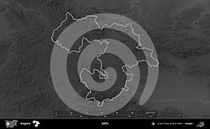 Sofia outlined, Bulgaria. Grayscale